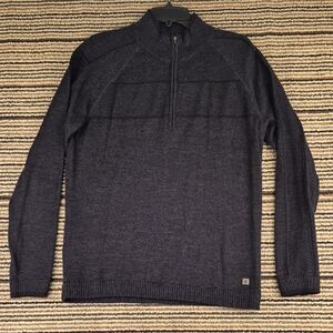 SMARTWOOL Dark Grey Black Merino Wool Blend Mens Large Half Zip Pullover Sweater